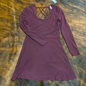 Maroon Long Sleeve Dress with CrissCross Detailing on Back- Size M